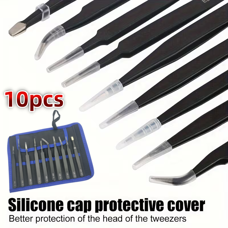 Diy Elektronic - 10Pcs ESD Anti‑Static Tweezers Set Stainless