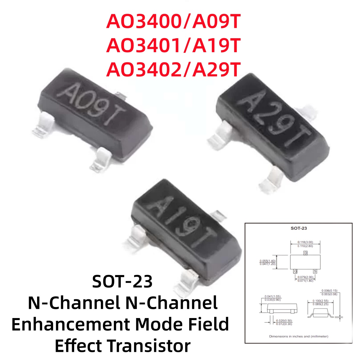 Diy Electronics Youtube Channel - 100-500Pcs AO3400/A09T AO3401/A19T AO3402/A29T N‑Channel P‑Channel
