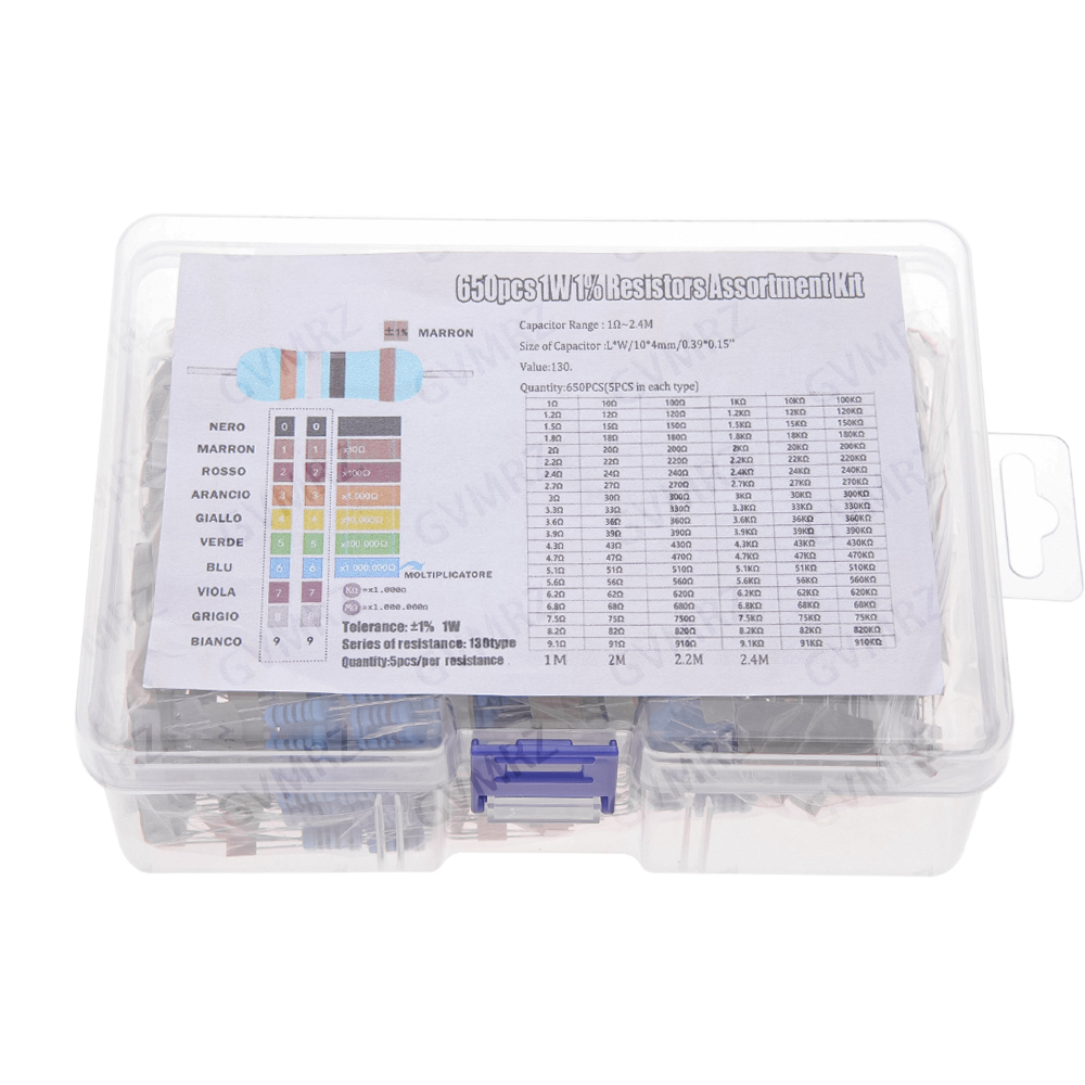 1/4W 1/8W 1/2W 1W 2W Metal Fil - Resistor Kit 1 4W recension och pris