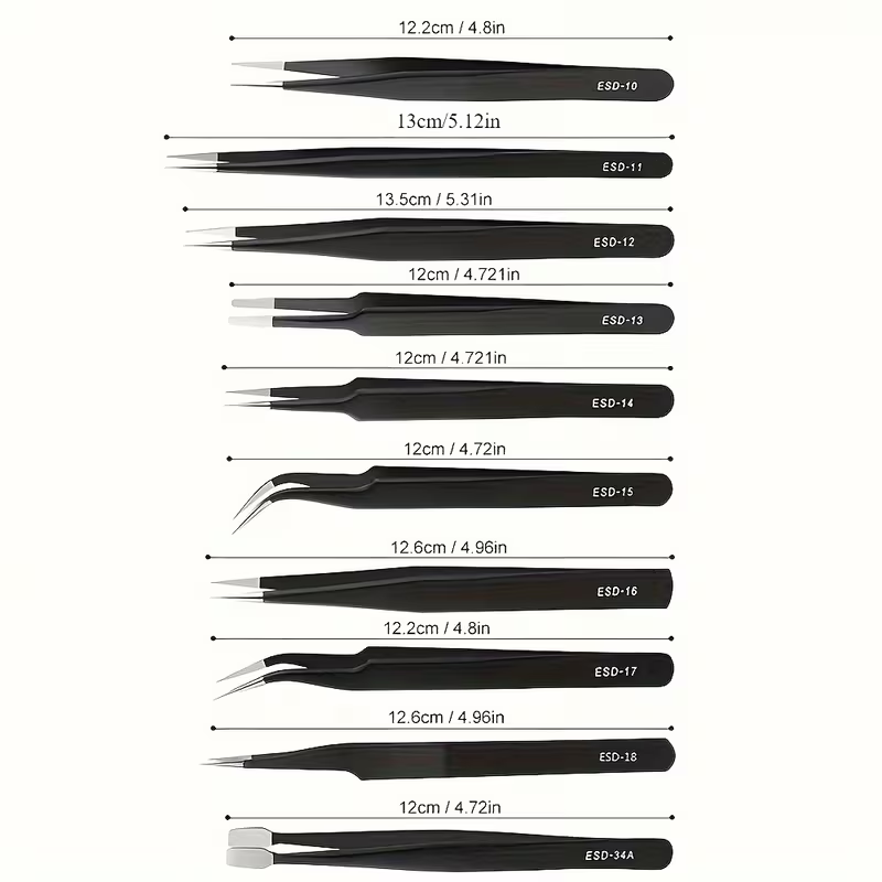 10Pcs ESD Anti‑Static Tweezers - Diy Elektronic recension och pris