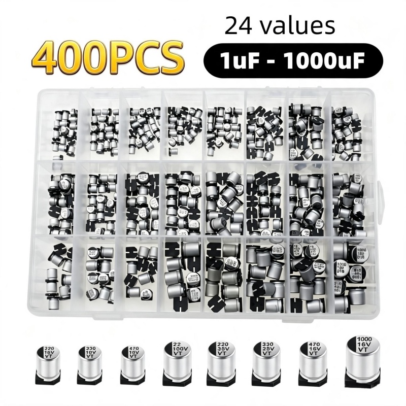 400PCS 24 Values SMD Aluminum  - Capacitor Kit Assortment recension och pris