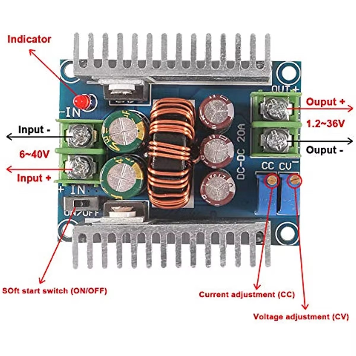 20A 300W CC CV Step Down Modul - Dc Power Supply Variable recension och pris